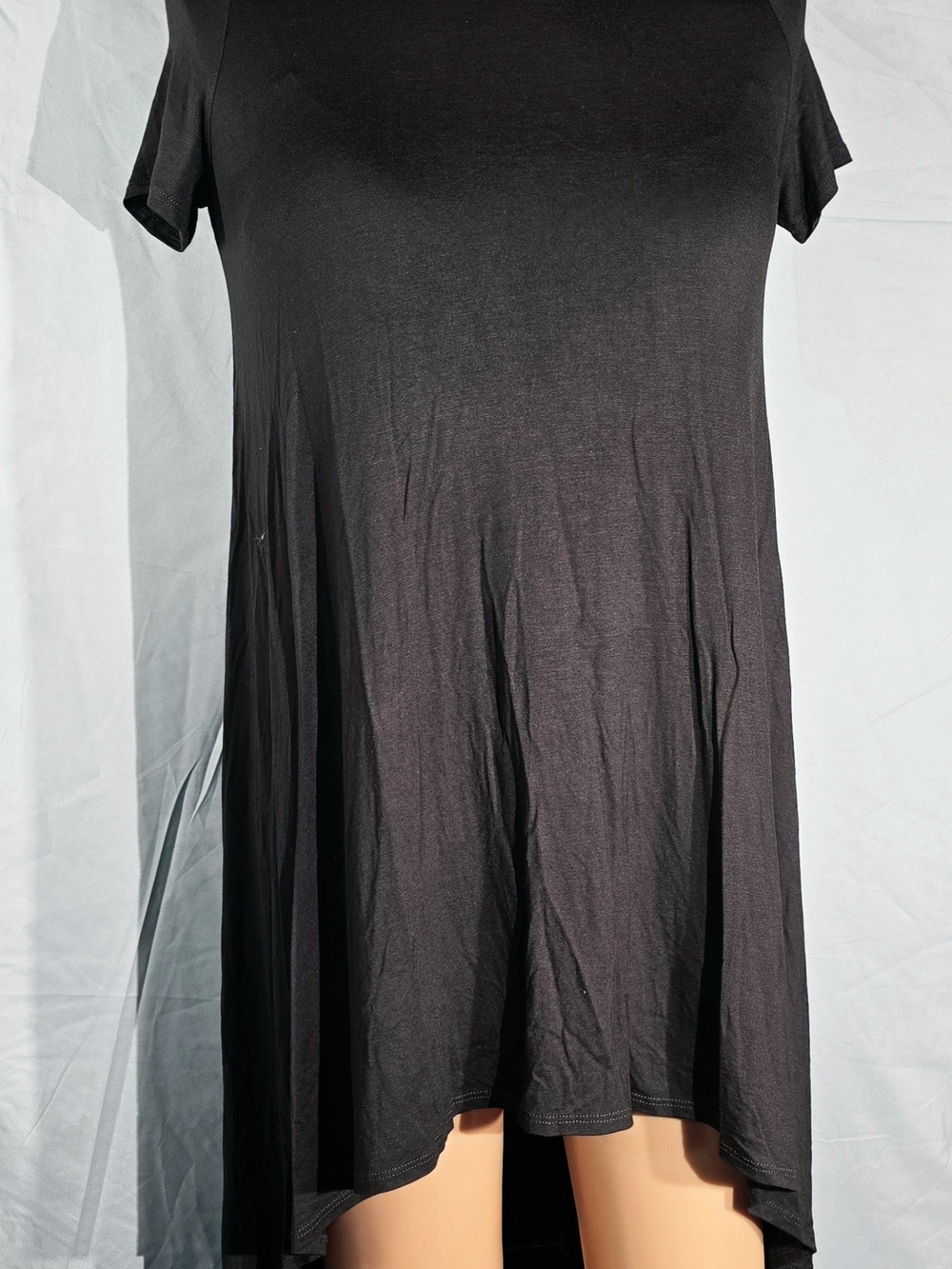 Size S – Azules Black High-Low Tunic Top, Short Sleeve